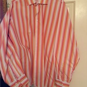 Striped Orange and White Men's Shirt